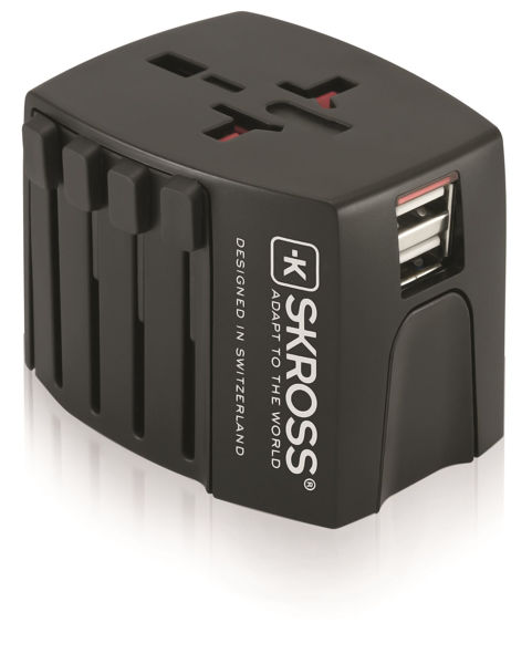 SKROSS World Travel Adaptor with Twin USBs