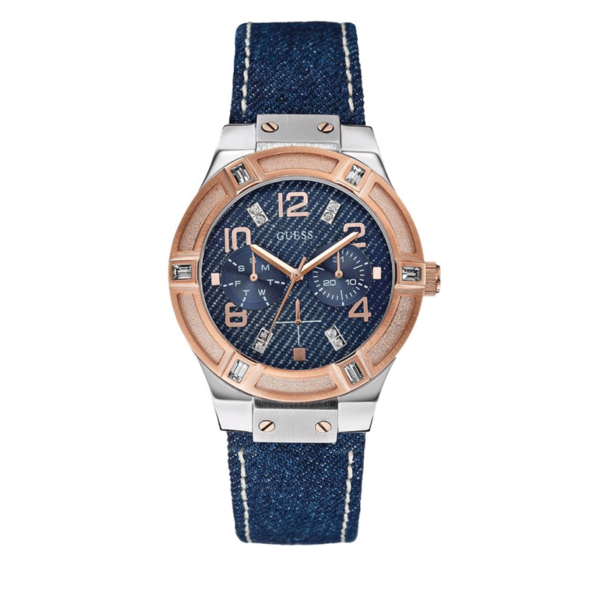 Picture of Guess Jet Setter  Blue Denim Strap Watch